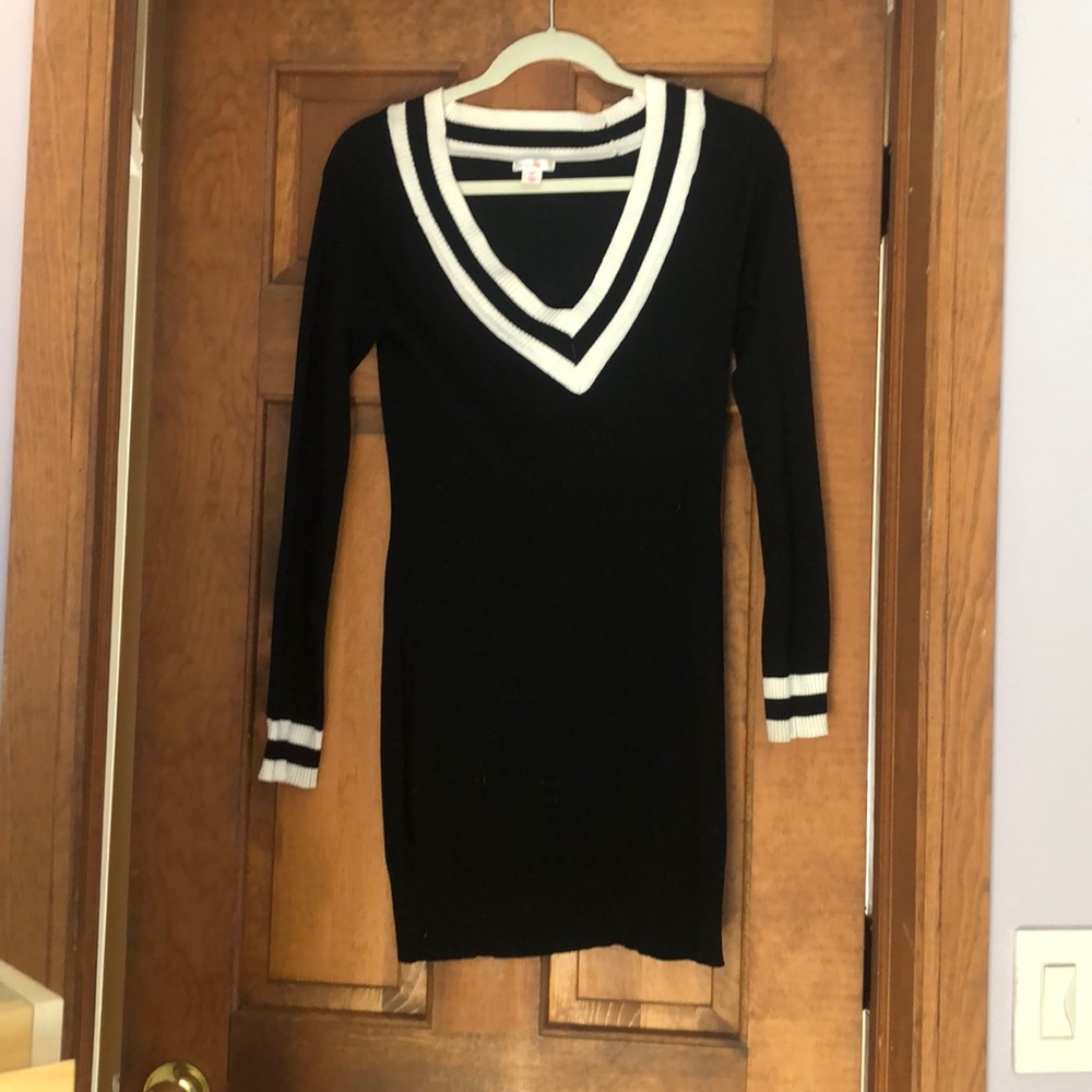 Tight black sweater dress